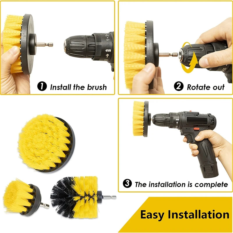 Transform Your Cleaning Routine with the 3-Piece Drill Brush Attachment Set - Perfect for Showers, Tubs, and Carpets!